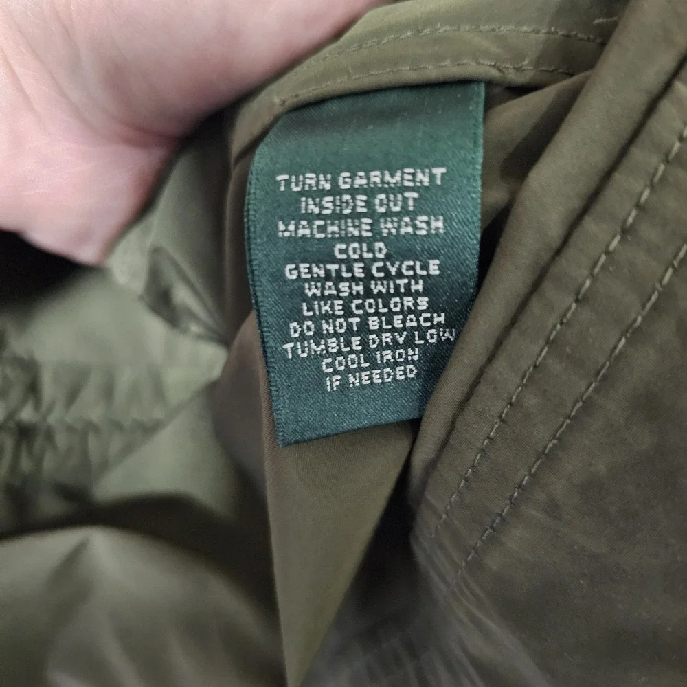 Lauren Ralph Lauren Jacket Women' Large Olive Pocket Zip Military Army Coat Core
